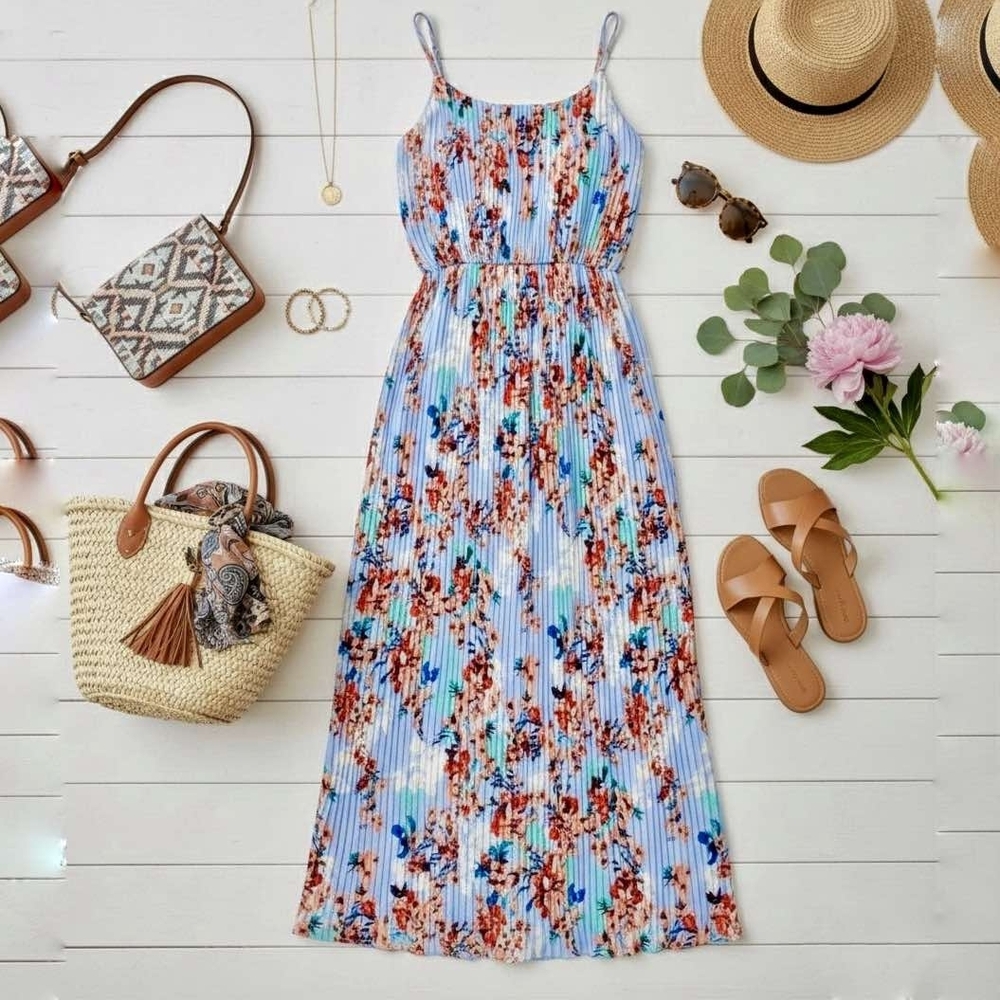 Forever 21 Floral Striped Maxi Dress